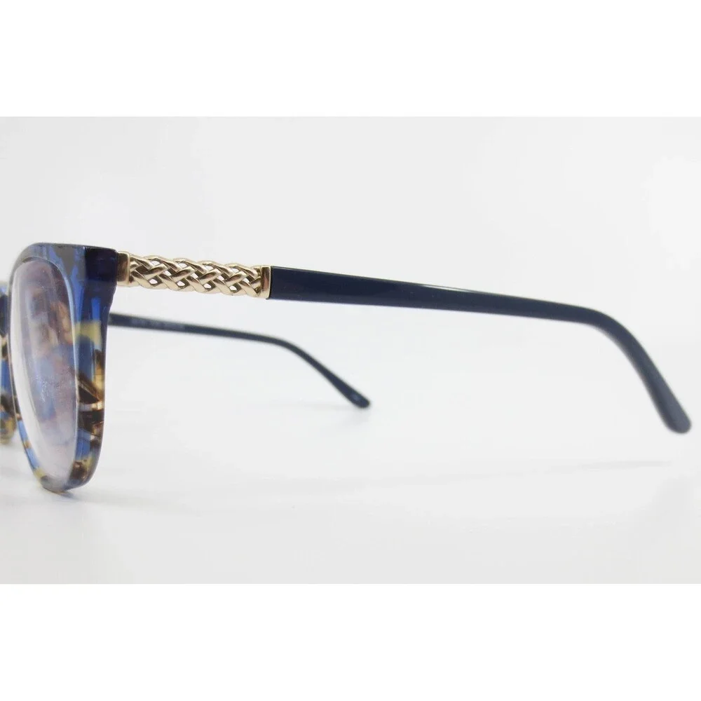 Chelsea Morgan CM 7001 TO/BL Blue Tortoise Cat Eye Eyeglasses Gold Braided 53-16